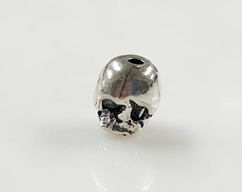 1 Piece Sterling Silver Antique Skull Vertical Hole Bead Charm
