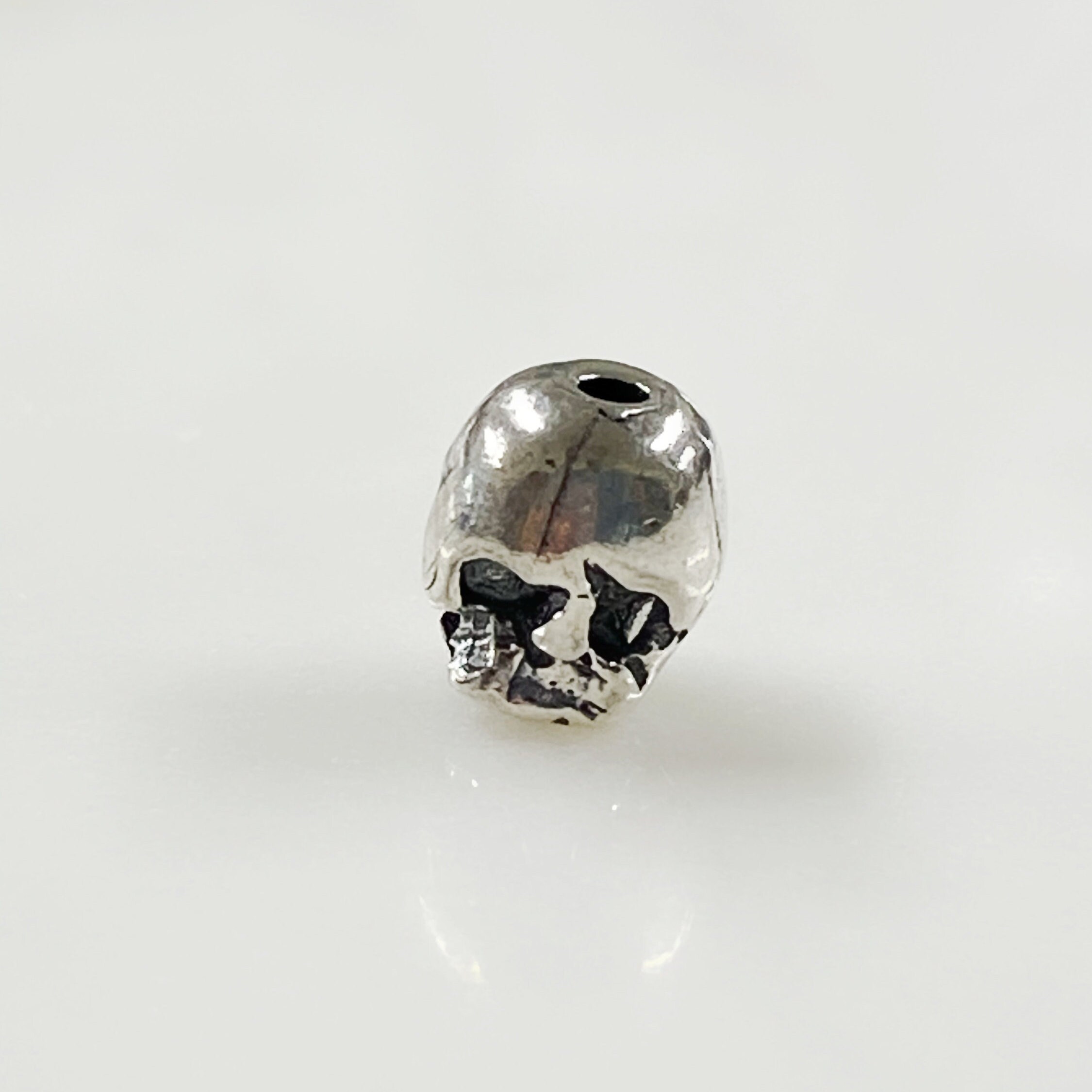 Sterling Silver Skull Bead with Vertical Hole