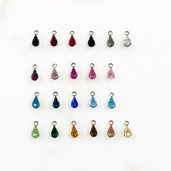 10 Piece Austrian Crystal 8mm Tear Drop Rhinestone Crystal Choose Your Color Stone Silver Base Metal Jewelry Making Beads