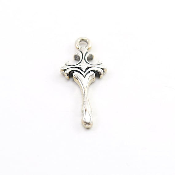 Sterling Silver Thick Pointed Cross Charm Pendant Religious Spiritual Catholic Pendant