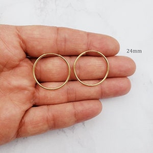 1 Pair 14K Gold Filled Large Endless Hoop Earrings 20mm, 24mm, 30mm, 35mm Earring Wires Earring Hook Component image 4