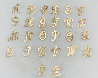 14k gold filled alphabet script letter cut out charm pendant choose your letter