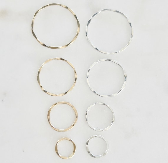 Delicate Hammered Textured Gold Filled or Sterling Silver Ring Circle Disc Coin Charm 11mm, 15mm, 21mm, 26mm Round Connector Link Ring