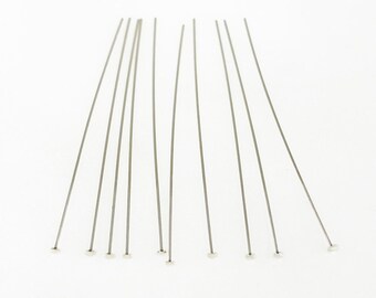 10 pieces 1.5 inch thin head pin 26 gauge sterling silver stringing bead supplies jewelry making pin