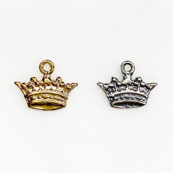 Thin Vermeil Or Sterling Silver Flat Delicate Dainty Cute Small Crown Princess Queen Royal Pendant