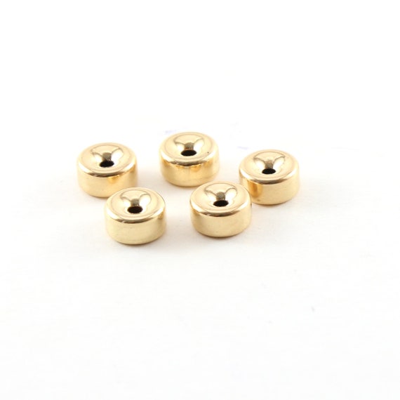 5 Pieces 8mm Smooth Pony Rondelle Seamless 14K Gold Filled Spacer Beads