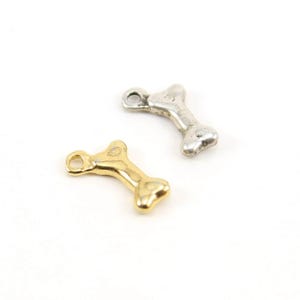 Mini dog bone charm in sterling silver or vermeil gold dog lover animal pendant