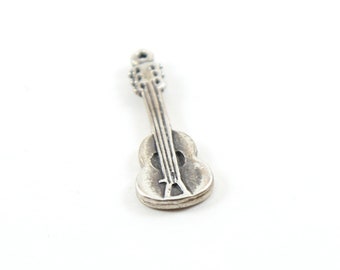 Sterling Silver Guitar Instrument Artist Singer Music Charm Pendant
