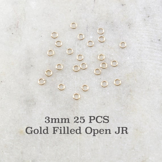 25 Pieces 3mm 24 Gauge 14K Gold Filled Open Jump Rings Charm Links Jewelry Making Supplies Gold Findings