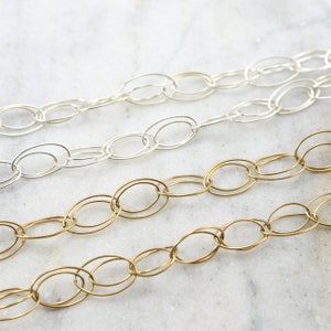 Large Layered Oval Unique Design Chain 14K Gold Filled or Sterling Silver Permanent Jewelry / Sold by the Foot / Bulk Unfinished Chain