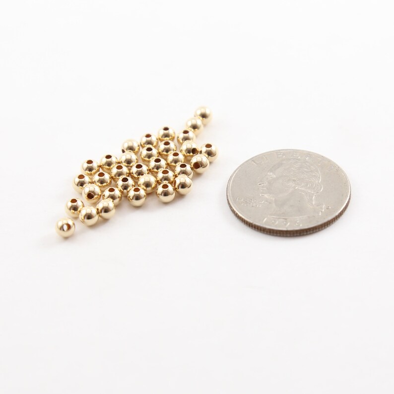 25 Pieces 4mm Smooth Seamless Round 14K Gold Filled Spacer Etsy