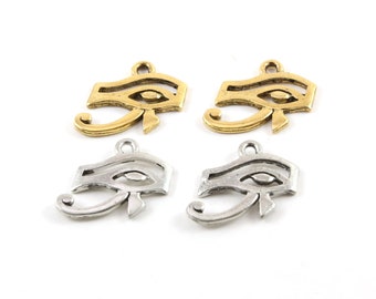 2 Pieces Pewter Eye of Ra Ancient Egyptian Charm in Antique Silver or Antique Gold