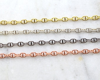 Base Metal Oval Link con linea in oro lucido, argento lucido, Gunmetal, rame lucido / catena dal piede