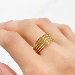 Vermeil Multi Band Vintage Inspired Ring Size 7 Ready to Wear Ring