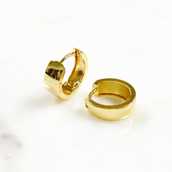 1 Pair Simple Thick Hoop Earring 18k Gold Filled Huggie Hoops Ready to Wear Gold Earrings