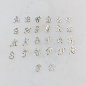 Sterling silver alphabet script letter cut out charm pendant choose your letter