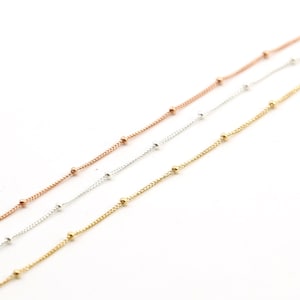 Dainty Satellite Chain 14K GF, Sterling Silver, Rose Gold Filled Curb Chain Permanent Jewelry/ Bulk Unfinished Chain / Sold By The Foot