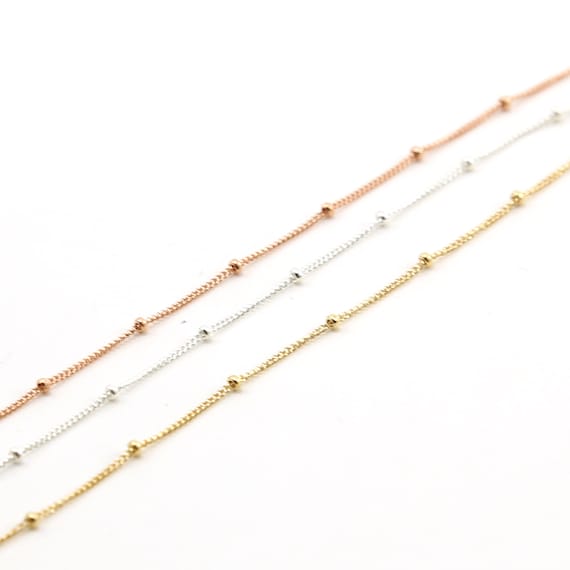 Dainty Satellite Chain 14K GF, Sterling Silver, Rose Gold Filled Curb Chain Permanent Jewelry/ Bulk Unfinished Chain / Sold By The Foot