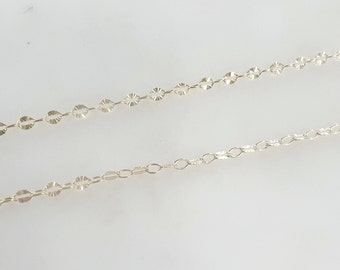 Chaîne à maillons torsadée brillante et scintillante en or 14 carats, bijoux permanents vendus au pied / chaîne non finie en vrac