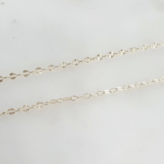 Shiny Shimmery Starburst  14K Gold Filled Cable Link Chain Permanent Jewelry Sold By The Foot/ Bulk Unfinished Chain