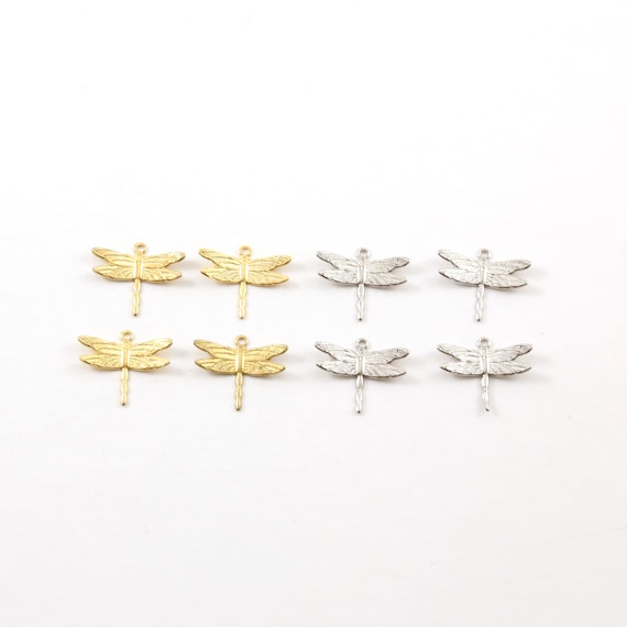 4 Pieces Lightweight Flying Dragonfly Wings Charm Fantasy Pendant Inspirational Insect Pendant, Gold, Silver
