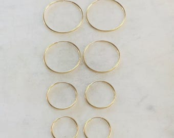 1 pair 14k gold filled large endless hoop earrings  20mm, 24mm, 30mm, 35mm  earring wires earring hook component