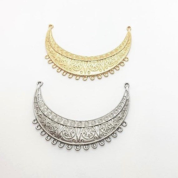 1 Pewter Metal Collar Connector, Matte Gold, Matte Silver, Necklace, Choker, Pendant, Jewelry, Tribal 2.75in