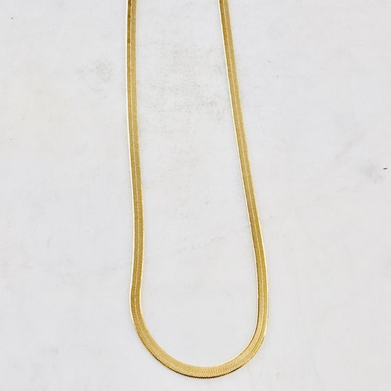 Ready To Wear Finished Herringbone Chain 16K Gold Plated 3.3mm Finished Chain 16 inch Ready Made Chain Necklace