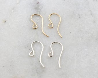 1 pair minimal ear wire earring wires earring hook component in sterling silver or 14k gold filled