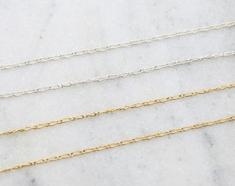 Tiny Rectangle Twist Chain 14K Gold Filled or Sterling Silver Permanent Jewelry / Sold by the Foot / Bulk Unfinished Chain