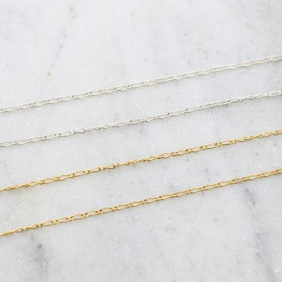 Tiny Rectangle Twist Chain 14K Gold Filled or Sterling Silver Permanent Jewelry / Sold by the Foot / Bulk Unfinished Chain