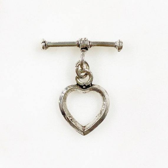 Sterling Silver Heart Toggle Bar Clasp Necklace End Set Findings Toggle Statement Charm Heart Clasp Charm