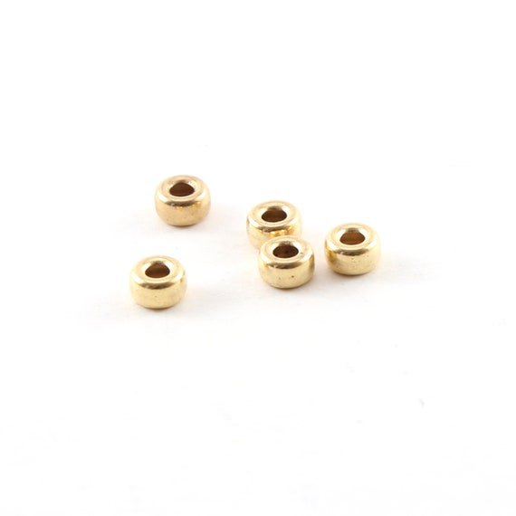 5 Pieces 5mm Smooth Pony Rondelle Seamless 14K Gold Filled Spacer Beads