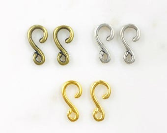 Smaller 2 piece pewter simple s hook choose your color unique s hook clasp findings