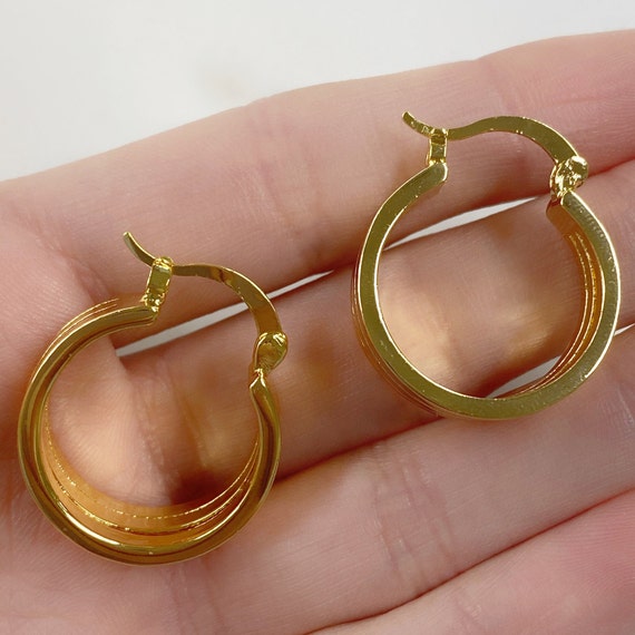 18k Gold Filled Multi Layered Hoop Earrings Etsy Australia