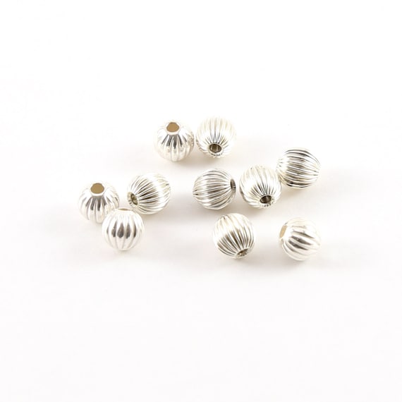 10 Pieces 5mm Corrugated Seamless Round Sterling Silver 925 Spacer Beads