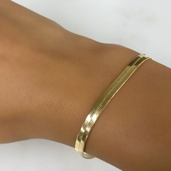 Ready to Wear 18k Gold Filled 4mm Thick Herringbone Bracelet