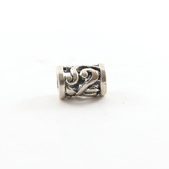 Tibetan Style Curly Leaf Sterling Silver 925 Large Hole Spacer Bead Leather Slide Bead