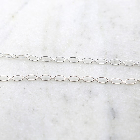 Sterling Silver Oval Link Chain with Small Circle 5 x 2.7mm / Sold by the Foot / Bulk Unfinished Chain