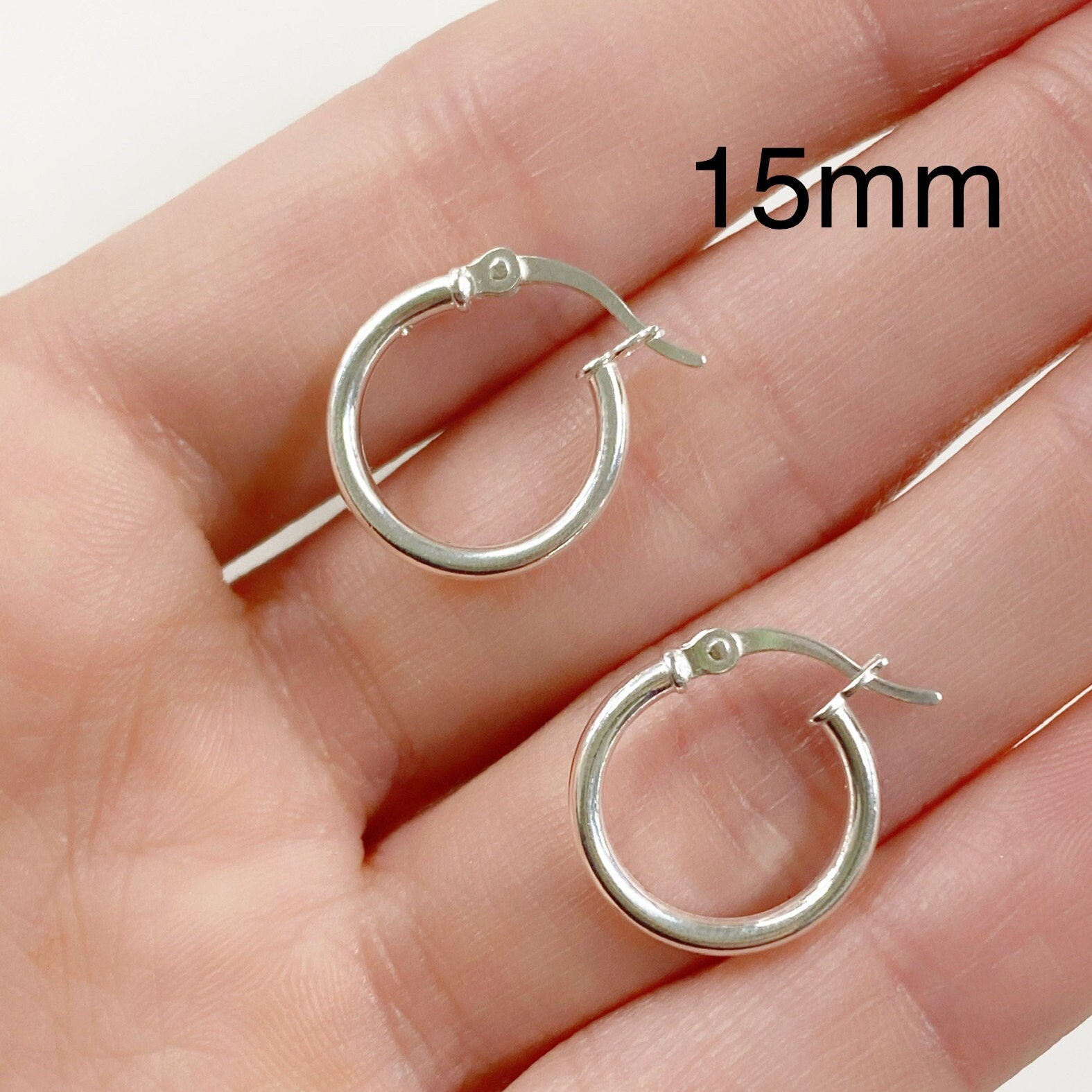 1 Pair Sterling Silver Thick Flex Tube Hoop Earrings 20mm, 18mm, 15mm, 12mm Earring  Wires Earring Hook Component