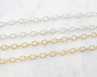 Oval link chain 14k gold filled or sterling silver perfect for extenders 4mm x 5mm permanent jewelry/sold by the foot/ bulk unfinished chain