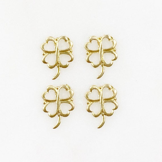 14k Gold Filled 4 Piece Four Leaf Clover Charm Jewelry Making Charms Lucky Charm Lightweight Small