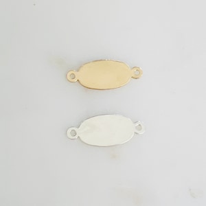 Oval Stamping Blank 2 Loop Connector 14Kt Gold Filled or Sterling Silver Stamping Tag Disc  Permanent Jewelry