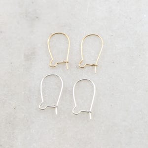 1 pair kidney ear wire lightweight thin gauge wire earring wires earring hook component in sterling silver or 14k gold filled