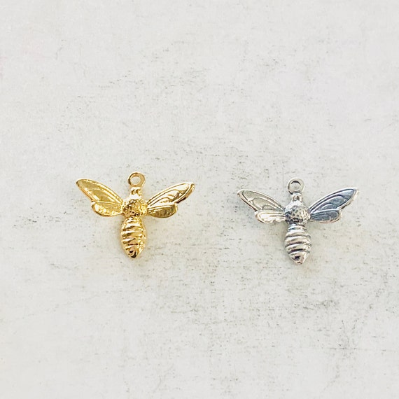 Honey Bee Vermeil Gold or Sterling Silver Charm Insect Nature Spring Pendant