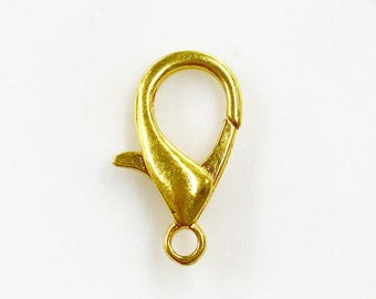 10 pieces gold plated rounded lobster clasp 22mm x 10mm clasp jewelry making supplies chain findings
