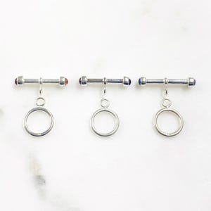 Large sterling silver toggle bar with semi precious stone ends necklace clasp end set findings toggle statement charm