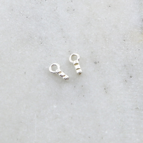 2 Pieces Small .7mm Opening Sterling Silver Beading Chain End Cap Crimp Set Closed Ring Ends