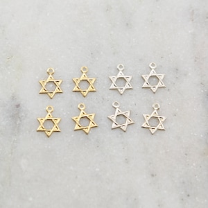 4 Pieces Dainty Star of David Sterling Silver and 14K Gold Filled Lightweight Religious Charm