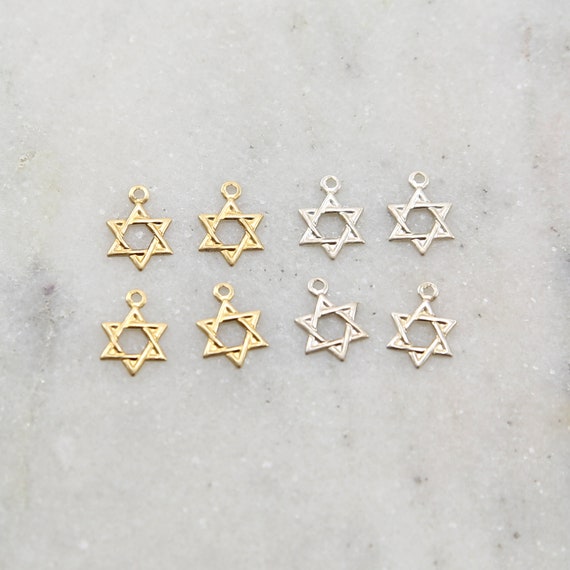 4 Pieces Dainty Star of David Sterling Silver and 14K Gold Filled Lightweight Religious Charm